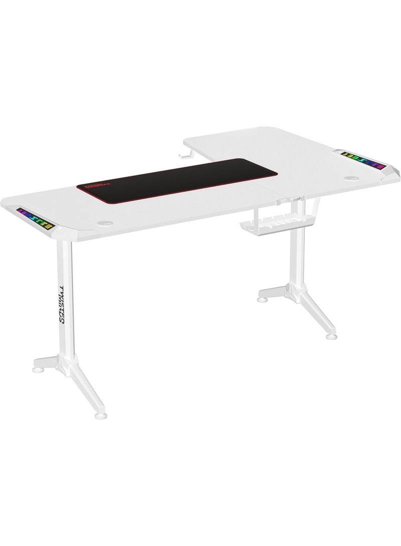 Twisted Minds WARRIOR L Shaped Gaming Desk 160cm, Ergonomic Design, RGB lights, Adjustable Height with Cup & Headphone Holder, Study Writing Workstation, Easy Assembly - Image 3